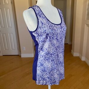 Dana Buchman Sequined Blue and White Stretch Tank Top